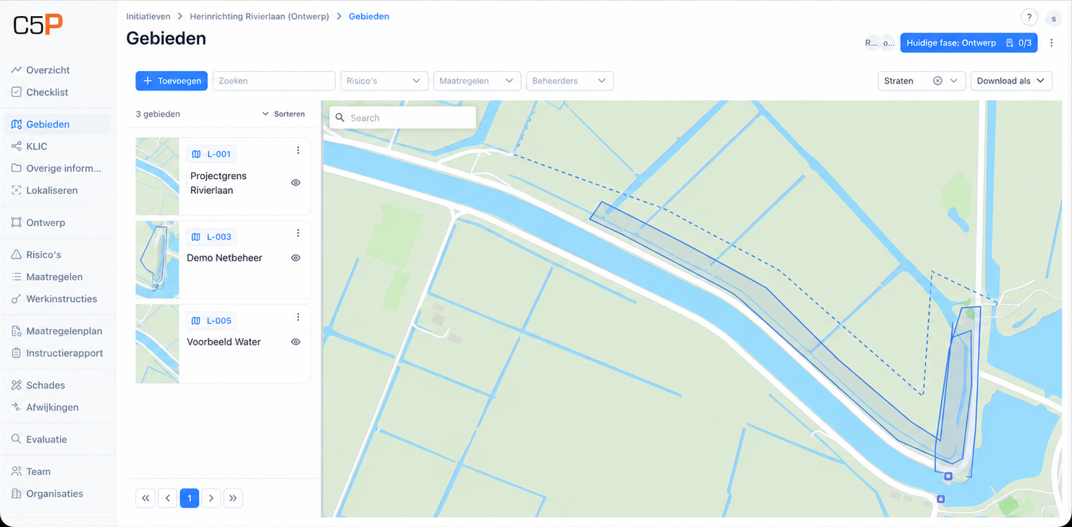 Infradossier: gebieden en risico's op de kaart voor een initiatief